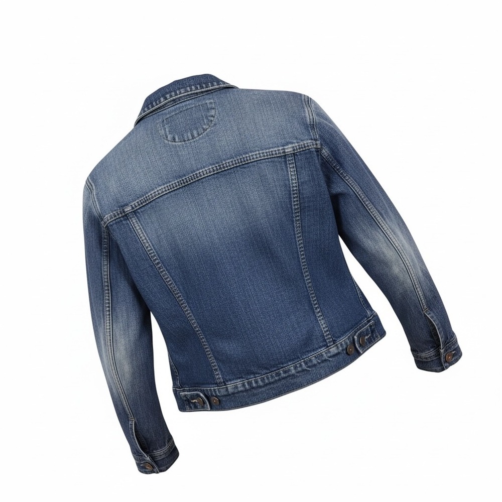 Express Womens Medium Wash Denim Jacket Blue Cropped Button Up Y2K Size XS - Picture 2 of 9